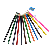 Ensemble de crayons de couleur en bois avec logo personnalisé 12 couleurs pour dessin Ensemble de crayons de couleur en forme pour écolier