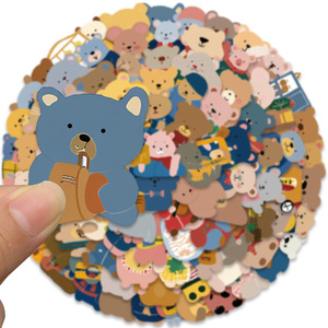 100 pièces Kawaii morceaux de papier ours dessin animé Graffiti autocollants pour livre mur bouteille <span class=keywords><strong>vinyle</strong></span> enfants mignon petits ours autocollant - Product Image 5