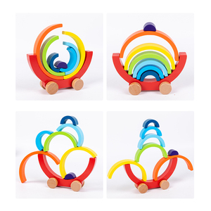 Hot New Iridescence Cars Beech Wooden Stacking Building Block Sets Creative DIY Montessori Educational for Kids Boys Girls - Product Image 3