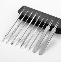FOCSTAR BTE017 Kit d'outils d'extraction de points noirs et d'acné en acier inoxydable (7 ou 9 pièces) pour le traitement de l'acné du visage
