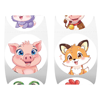 500 pièces/ensemble Autocollants d'animaux de dessin animé personnalisés en vinyle, autocollants décoratifs ronds mignons, fournitures de scrapbooking, étiquettes en rouleau pour emballage