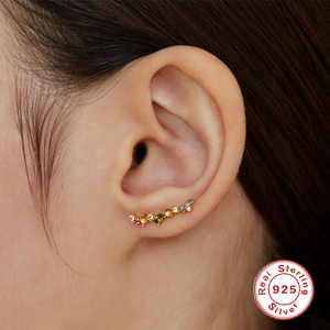 ROXI - Pendientes de Oreja de Plata de Ley Chapados en Oro, Estilo Punk, para Compromiso o Boda, con Circonitas y Diamantes - Product Image 4