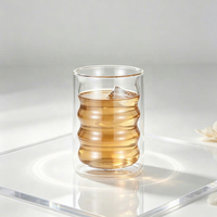 Tasses à café Latte Macchiato en verre borosilicate à double paroi, design côtelé thermique, compatibles lave-vaisselle et micro-ondes, retour à l'école