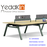 YEDDKIN FACTORY NOUVEAUTÉ Table de travail contemporaine 4 places, cadre métallique, écologique, durable, modulaire, usage commercial