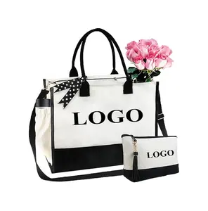 Custom Personalized Birthday Gifts Heavy Duty Reusable Shopping Adjustable Strap Side Pouch Tote Canvas Bags