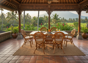 Ensemble de salle à manger JAVA, ensemble de salle à manger confortable en rotin/osier, design traditionnel, table longue faite à la main pour les hôtels indonésiens, meubles de maison - Product Image 6
