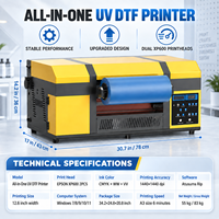 Imprimante d'étiquettes DTF UV A3 30 cm à double tête d'impression XP600, laminatrice automatique à rouleaux haute vitesse, machine d'impression d'étiquettes cristallines