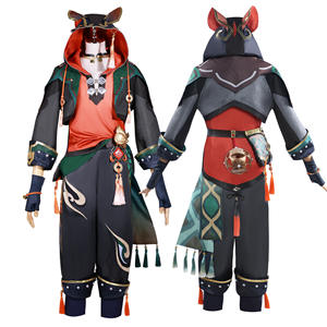 Disfraz de Cosplay de <span class=keywords><strong>Genshin</strong></span> <span class=keywords><strong>Impact</strong></span>, Conjunto Completo de Cosplay de Ga Ming, Traje de Cosplay de Liyue, Niño León, Jiaming, Jia Ming, Peluca, Zapatos - Product Image 1