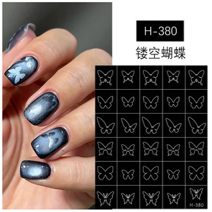 378 nueva llegada 3D autoadhesivo mariposa calcomanías para uñas plantilla de diseño de lazo <span class=keywords><strong>plantillas</strong></span> para aerógrafo de uñas pegatinas para decoración de uñas - Product Image 2