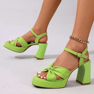 Sandalias de tacón alto con correa, estilo versátil, punta abierta y tacón delgado para mujer - Product Image 2
