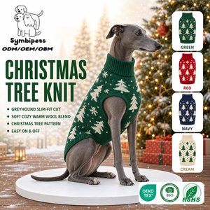 Designer Multi Pattern Christmas Pet Knit Sweater Plaid Star <strong>Xmas</strong> Tree Design Slim Fit <strong>Dog</strong> <strong>Jumper</strong> for Greyhound Whippet - Product Image 1