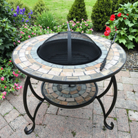 Tuile de mosaïque ronde de style vintage Table de foyer pour barbecue extérieur Chauffage extérieur Camping