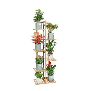 6 Tier 7 Potted Indoor & Outdoor Bamboo Plant Stand Multiple Stand Holder Shelf Rack Planter flower pot stand