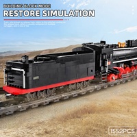 Modèle de locomotives à vapeur de la série World Railway City 12003, échelle 1:8, train électrique à assembler soi-même en blocs de construction