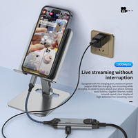 Adaptor Ethernet USB C 2-in-1 Tipe C ke Kartu Jaringan LAN RJ45 dengan Pengisian Daya PD 60W, Cangkang Aluminium untuk Laptop/Ponsel Tablet PC