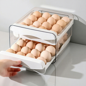 Estante de almacenamiento de huevos de grado alimenticio acrílico 32 rejillas contenedores de almacenamiento de refrigerador transparente cocina moderna sala de estar escuela - Product Image 1