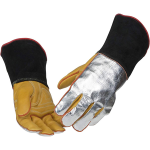 Gants de soudage au laser standard en cuir de vache jaune et noir de 12 pouces, ignifuges, avec logo personnalisé et paume renforcée, pour protection industrielle - Product Image 2