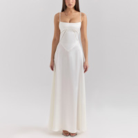 Nouvelle Robe Longue à Bretelles en Satin Mat, Style Européen et Américain, Sexy et Dos Nu