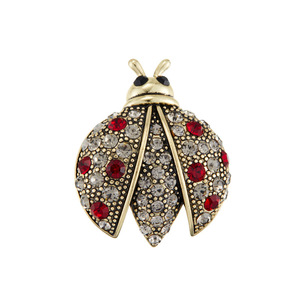 Vintage Style Ladybug Brooch Rhinestone Insect Pin Women's Party Accessory Zinc Alloy Bezel Setting XC07325 - Product Image 5