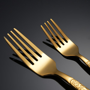 Ensemble d'argenterie en acier inoxydable <span class=keywords><strong>de</strong></span> luxe doré, couverts, couteau martelé, <span class=keywords><strong>fourchette</strong></span>, cuillère <span class=keywords><strong>à</strong></span> gâteau, <span class=keywords><strong>restaurant</strong></span> <span class=keywords><strong>à</strong></span> domicile - Product Image 3