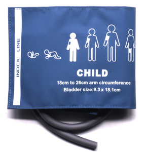 Brassard <span class=keywords><strong>de</strong></span> tension artérielle pédiatrique réutilisable à tube unique 18-26 cm avec vessie en PU certifiée ISO - Product Image 4