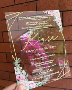 Carte d'invitation personnalisée Château de <span class=keywords><strong>Cendrillon</strong></span> pour Quinceañera 16 ans, Invitations en acrylique avec enveloppe - Product Image 3