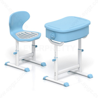 Bureau et chaise en plastique réglables en hauteur pour l'école primaire Table d'étude en plastique pour enfants Ensemble bureau et chaise pour enfants