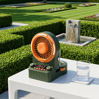 Ventilateur de camping extérieur ABS avec lumière LED, télécommande + commande par bouton, vitesse variable, portable et rechargeable, idéal