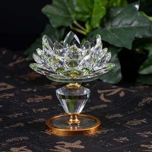 Portalámparas de mantequilla de loto de cristal creativo, decoración de portavelas de cristal para el hogar, portalámparas <span class=keywords><strong>Fogon</strong></span> - Product Image 3