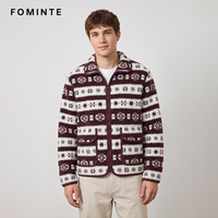 Veste Homme Polaire Imprimée Nordique Hiver Chaud Épaisse Style Sherpa Manteau Streetwear Tendance Vêtement d'extérieur à la Mode En Stock