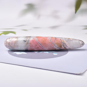 Venta al por Mayor Directa de Fábrica de Varita de Masaje Guasha de Rodonita Natural en Forma de Barra Recta para Defensa Personal Femenina - Product Image 3