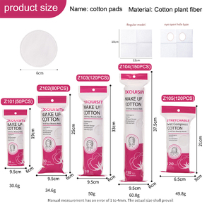 LMLTOP OEM/ODM <span class=keywords><strong>Coton</strong></span> facial pour le maquillage, <span class=keywords><strong>coton</strong></span> rond à 3 couches, spa facial, compresse humide, démaquillant pour les yeux, les lèvres, les ongles, Z101-106 - Product Image 2
