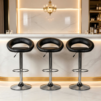 Tabourets de bar pivotants noirs confortables, hauteur réglable, chaise de comptoir avec repose-pieds chromé pour cuisine, bar, pub, club, réception