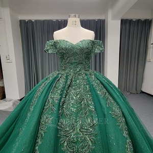 Lsany218 Robe de bal pour fille, style moderne, avec appliques, taille naturelle, pour Sweet 16 et Quinceañera, prix usine émeraude - Product Image 3