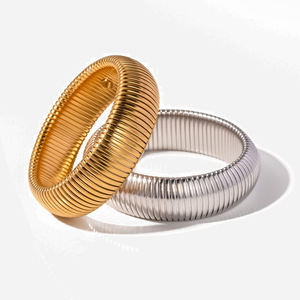Fashion Bangle Wide Single Layer <b>Snake</b> <b>Chain</b> Gold <b>Silver</b> Stainless Steel Women's Jewelry Gift - Product Image 1
