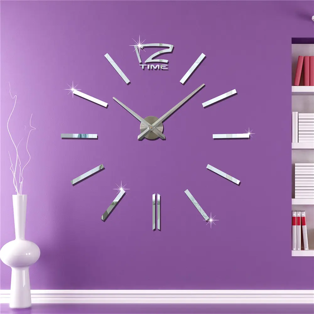 Decorative Clock Modern Design Mirror Large Size DIY 3D Decorative Wall Clock For Bedroom Orologio A Muro