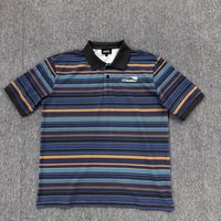 Kaos Oblong Lengan Panjang Ukuran Besar, Rajutan Katun Murni 100% Anti-Susut, Bernapas, 280g, Motif Garis-Garis Street Print