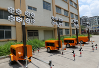 Robuster Mobiler Lichtmast 1000W 1600W 2000W 9 Meter Teleskopmast Handlift Dieselgenerator mit 100L Großem Öltank