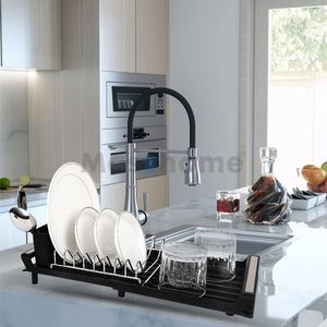 Stainless Steel Extensible Dish Drainer Removable Cutlery Holder Dish <b>Drying</b> <b>Rack</b> Extendable Kitchen Dish <b>Rack</b> - Product Image 6