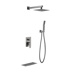 Jboyuan Square Concealed Wall <b>Mounted</b> Shower Set 304 Stainless Steel Rain Shower Head With Handheld Shower - Product Image 5