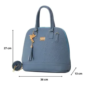 Bolso de Mano de Mezclilla Azul para Mujer, Estilo Vintage, con Asa Superior y Decoración de Borlas, para Salidas Casuales de Verano, Modelo M3783, Marca Fana Ayla - Product Image 3