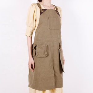 CHANGRONG Tùy Chỉnh Kaki Nâu Vải Chia Chân Barista Họa Sĩ Làm Việc Tạp Dề Với Khăn Vòng Lặp - Product Image 2