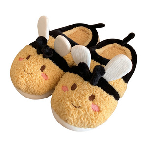 XIXIXITIAO doux confortable chaud fonctionnel femme chaussures enfants maison <span class=keywords><strong>chaussette</strong></span> feutre <span class=keywords><strong>laine</strong></span> diapositives moelleux hiver abeille dames pantoufles pour femmes - Product Image 1