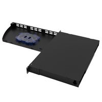 Panel Patch Fiber Optik ODF 1U Swing 24 Port 2 LGX Adapter Plate Cassette Modules Pengelolaan Kabel Rak Putar Fiber Enclosure