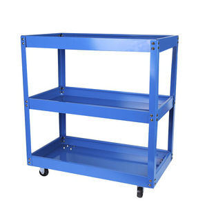 Three Tier Metal <b>Tool</b> <b>Cart</b> 50x40x30cm With Wheels For Garage Storage - Product Image 1