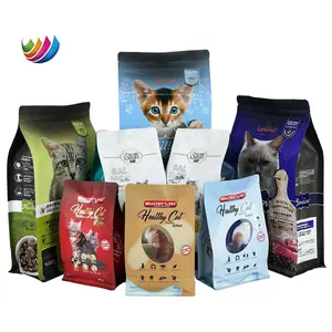 PET-lebensmittelverpackung standbeutel kundenspezifische aluminiumfolie-kunststoffverpackung 5 kg/10 kg reißverschluss-mylarbeutel mit flachem boden für hundefutter