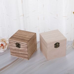 Caja de Madera Natural de Paulownia, Caja Cuadrada de Madera con Tapa, Almacenamiento Abierto, Embalaje de Regalo - Product Image 2