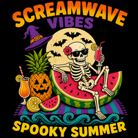 Spooky Summer Skeleton Fruit Cocktail Grafisch Velours Zwaar Katoenen T-shirt Unisex Oversized Halloween Streetwear T-shirt met korte mouwen