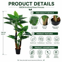 Arbre artificiel hyper-réaliste Philodendron 180CM, ignifuge et résistant aux UV, emballage KD, décoration paysagère, vente en gros directe usine