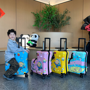 Kids' Durable 20-Inch Ride-on Luggage Spinner Wheels Combination Lock Portable Easy Carry <strong>Cute</strong> Cartoon Trolley <strong>Suitcase</strong> Made - Product Image 1